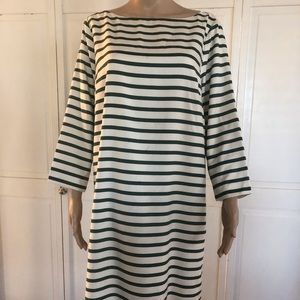 J. Crew Green and White Striped Dress